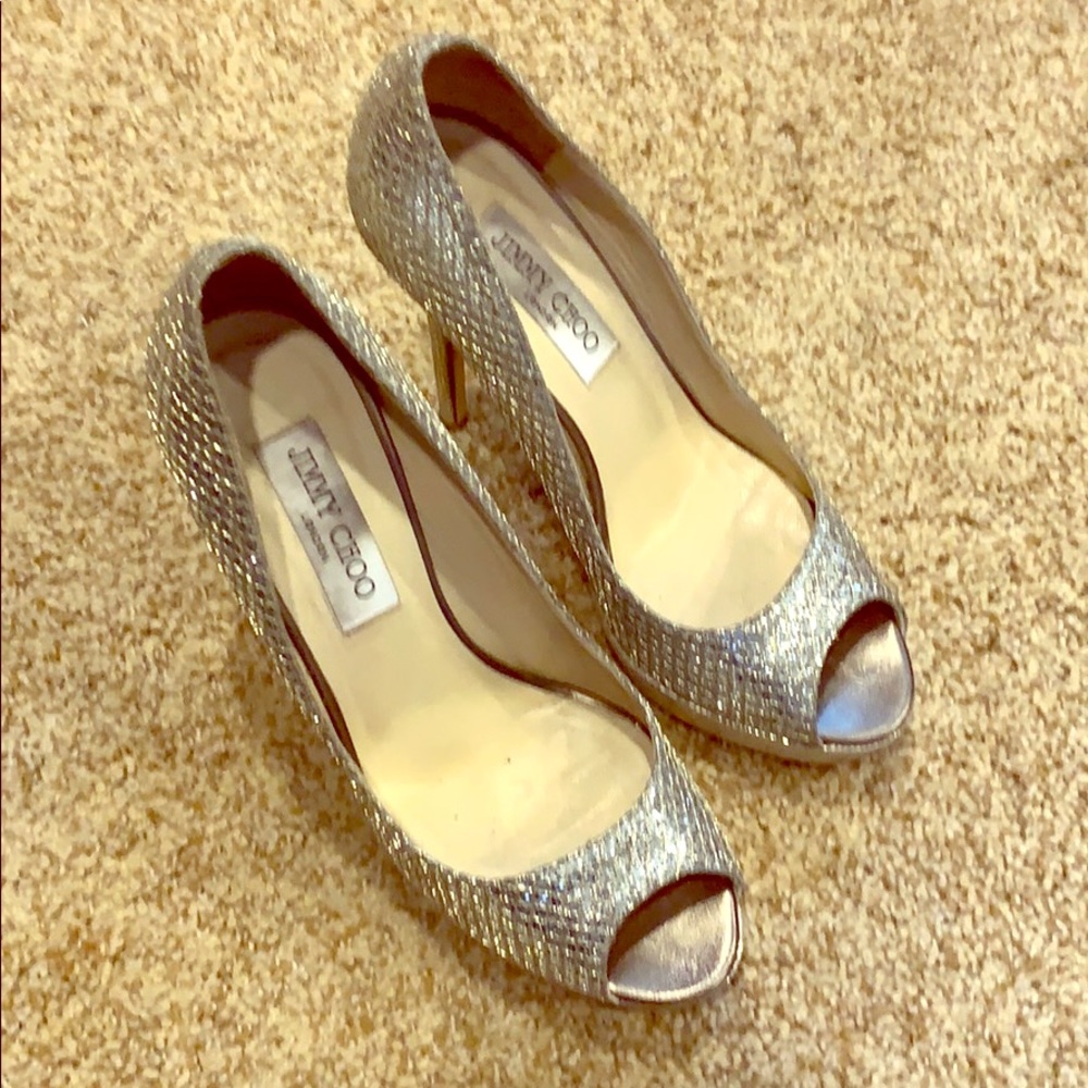 Jimmy choo champagne peep toe pumps